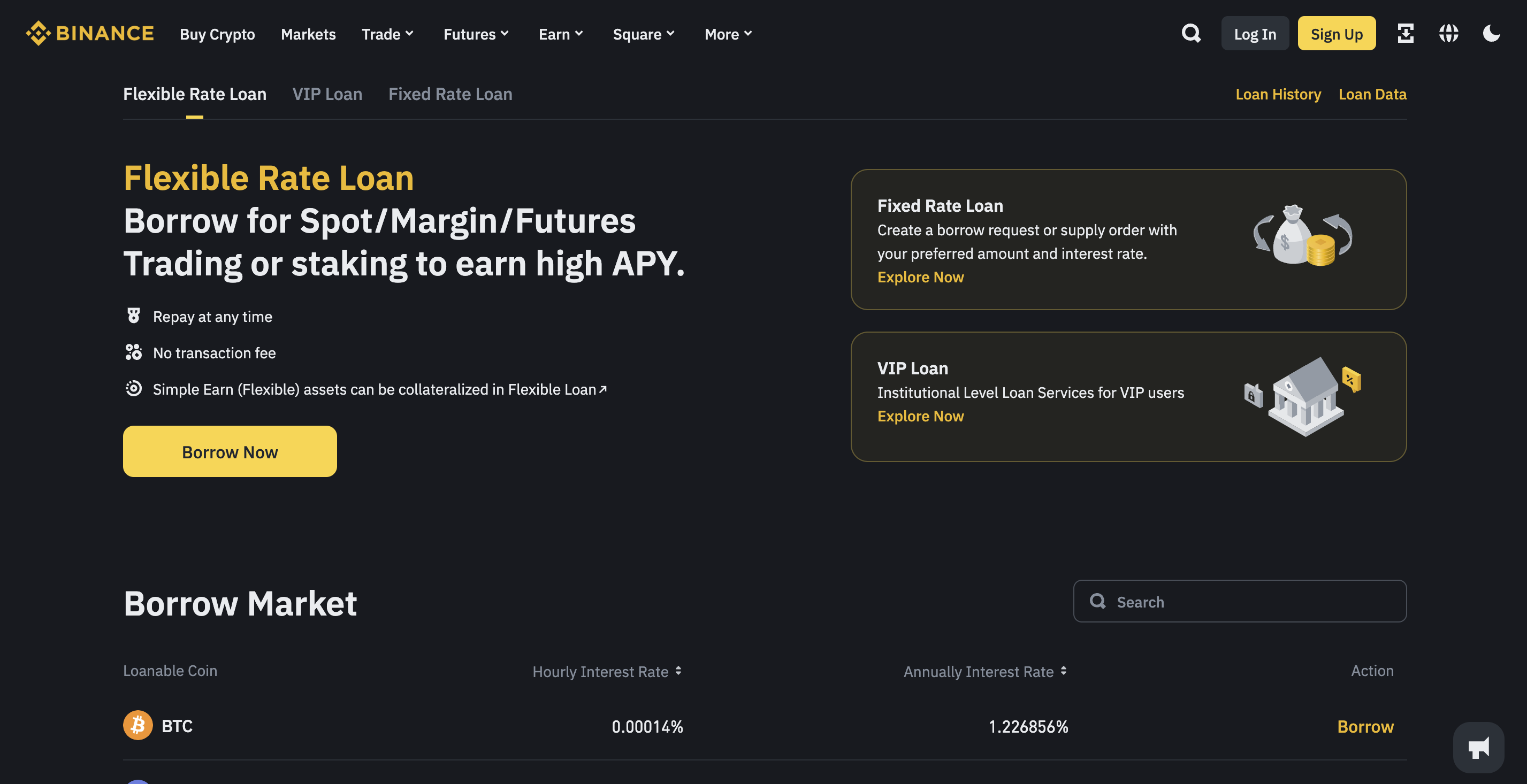 binance crypto loans