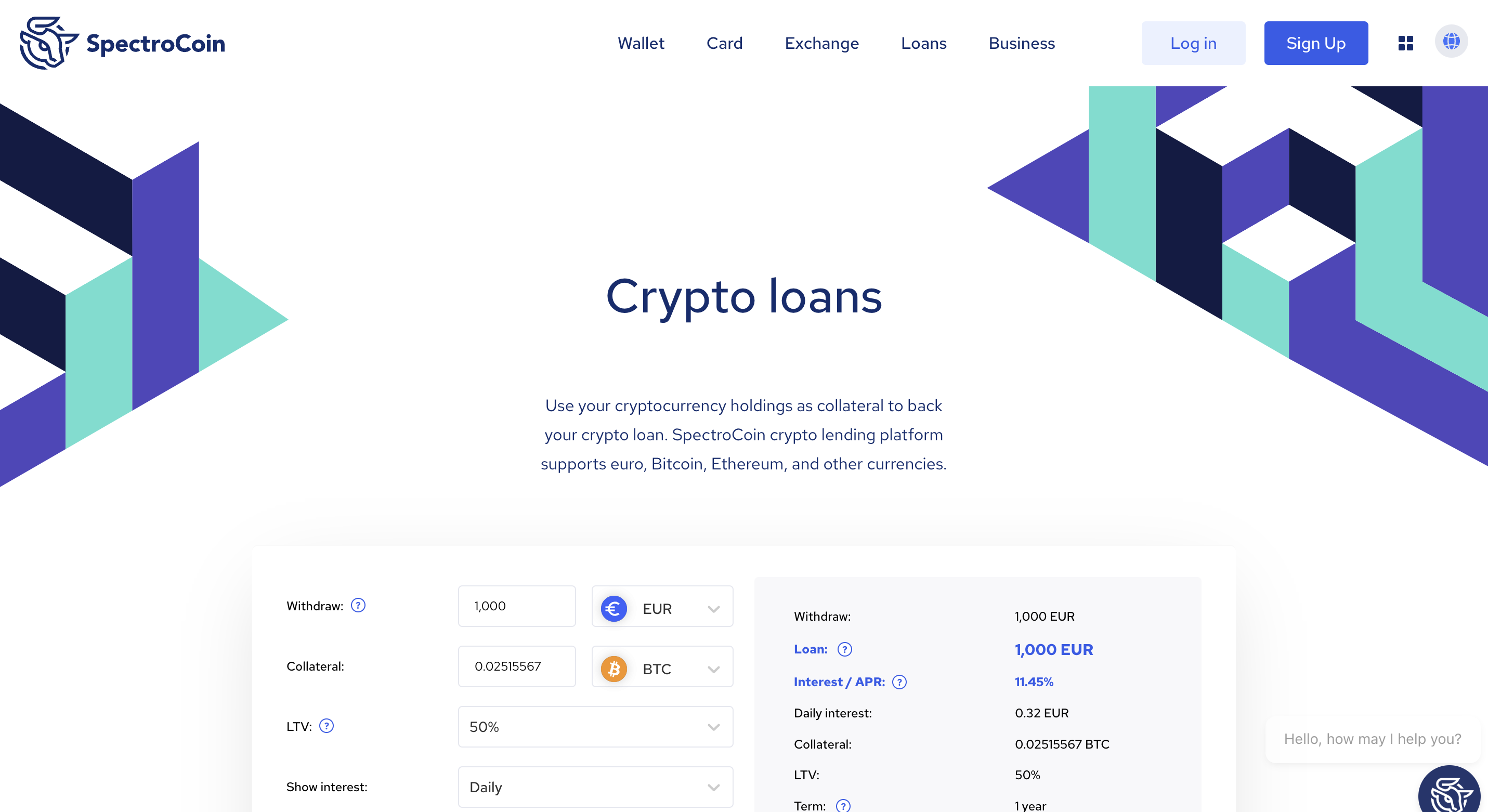 spectro coin crypto loans